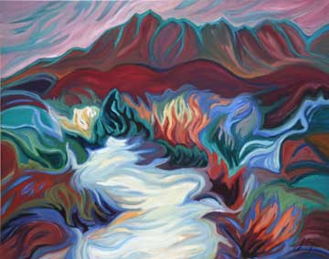 email, La Montana con Cielo Rosa