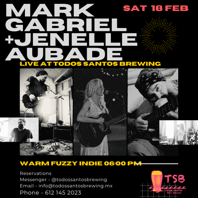 Mark Gabriel and Jenelle Aubade TSB mixer live music Saturday and Monday with Jen Korte at&nbsp;Shakti